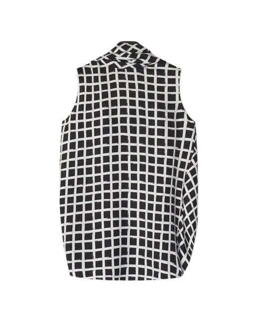 Lanvin White Check-Pattern Sleeveless Top