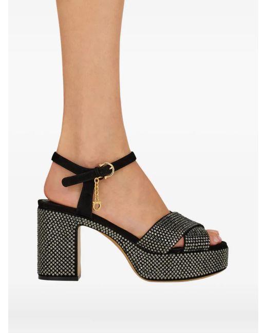 Ferragamo Black 85Mm Crystal-Embellished Sandals