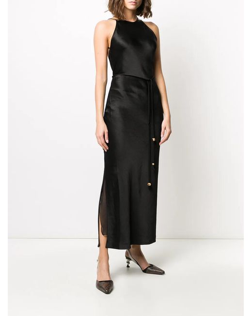 Nanushka Black Narita Laced Back Slip Dress