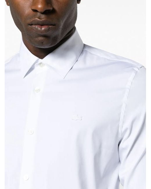 Lacoste White Logo-Patch Cotton Blend Shirt for men