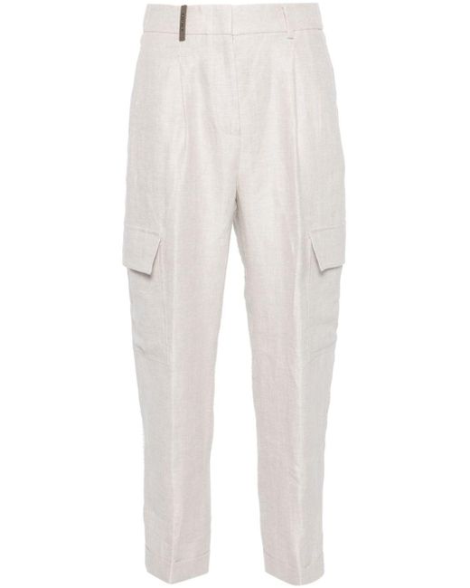 Peserico White High-waist Cropped Trousers