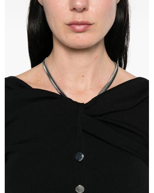 Sportmax Black Button-Up Necklace-Detail Cardigan