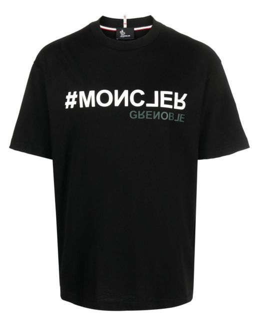 3 MONCLER GRENOBLE Black Day-namic Logo-print Cotton T-shirt for men