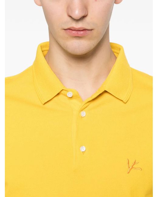 Isaia Yellow Polo À Détails Brodés for men