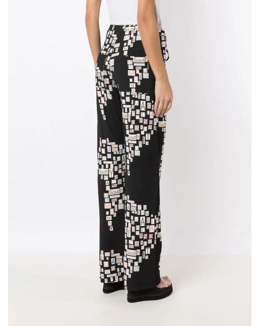 Amir Slama Black Text-Print Straight-Leg Trousers