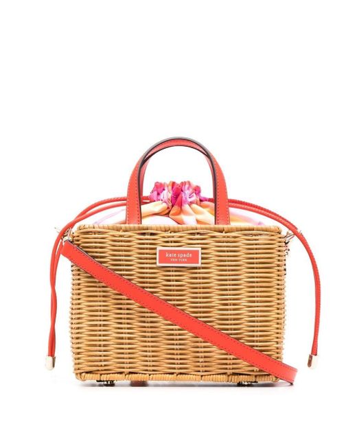 Kate Spade Straw Wickerdesign Tote Bag in Red Lyst