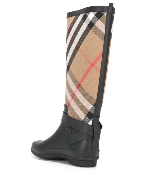 burberry belt detail check and rubber rain boots