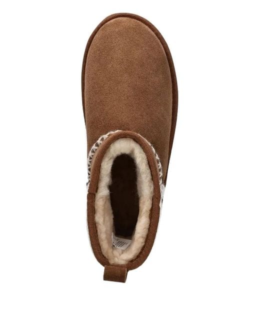 EMU Brown Knitted-Panel Platform Boots
