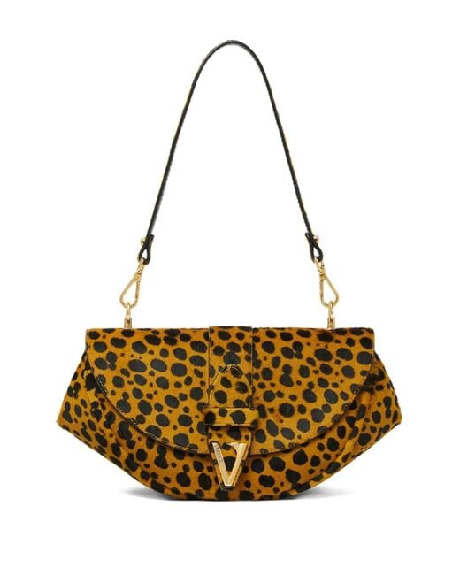 Versace Metallic Cheetah Virtus Calf Leather Shoulder Bag
