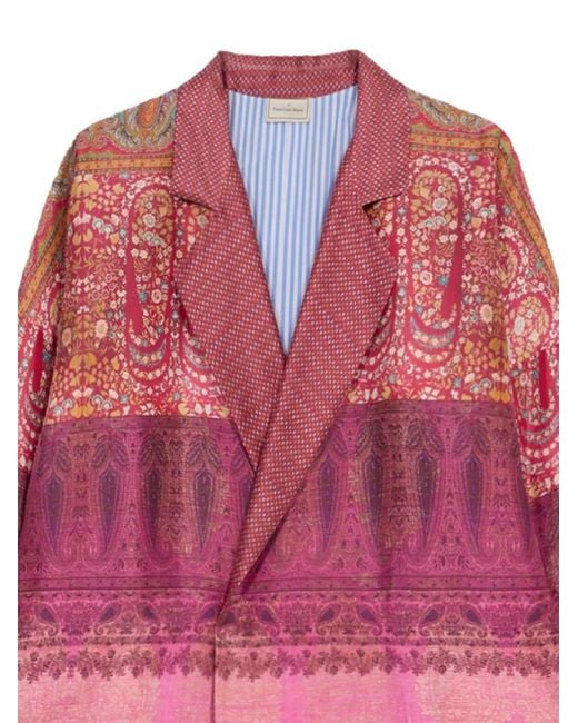 Pierre Louis Mascia Pink Enekam Paisley-Print Double-Breasted Coat