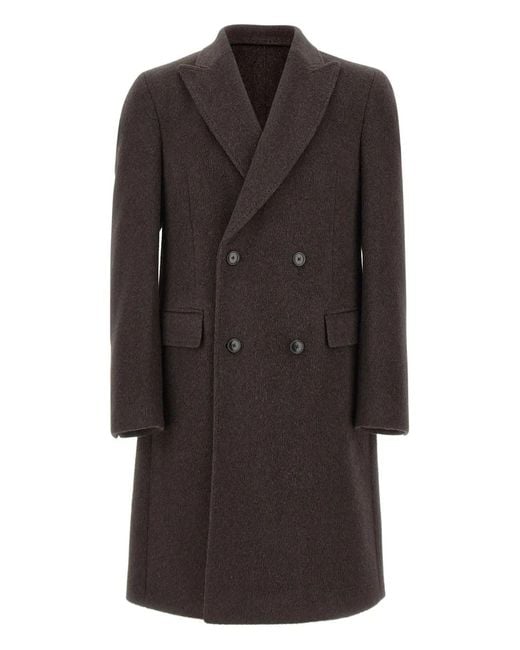 Boss Brown Peak Lapels Double-Breasted Coat for men
