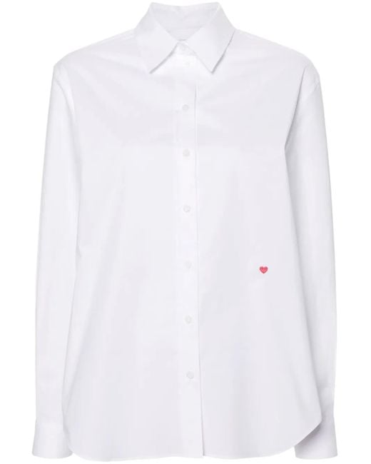 Moschino White Heart-Embroidered Shirt