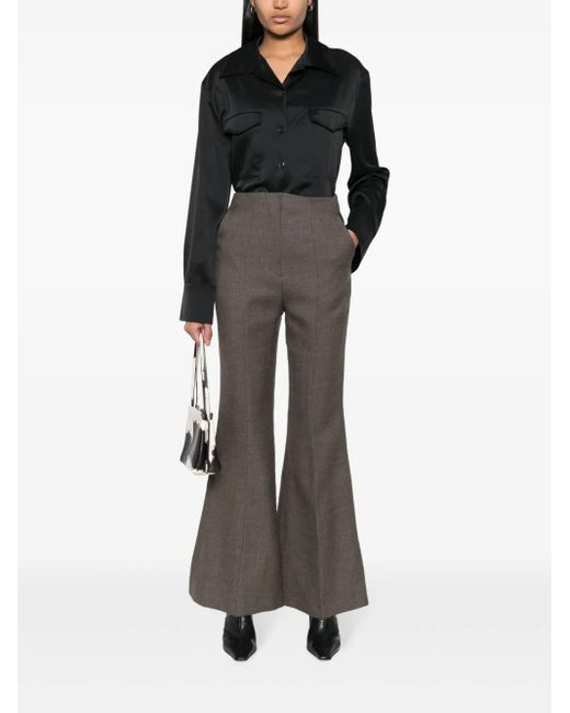 Nanushka Black Justina Satin Long-Sleeve Shirt