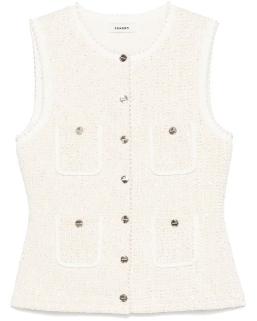 Chaleco de tweed Sandro de color Natural