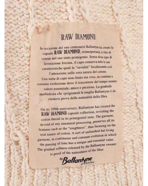 Ballantyne White Raw Diamond Cable-Knit Sweater for men