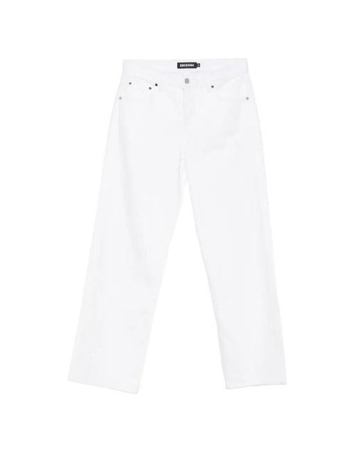 EB DENIM White Mid Rise Baggy Jeans