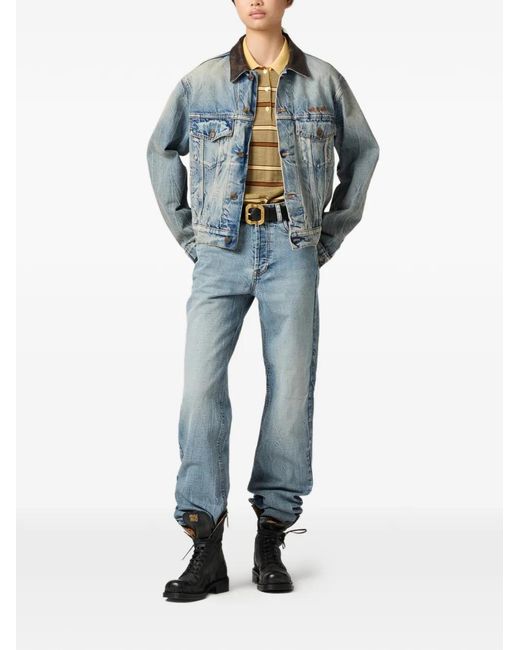 Miu Miu Blue Logo-Embroidered Jeans