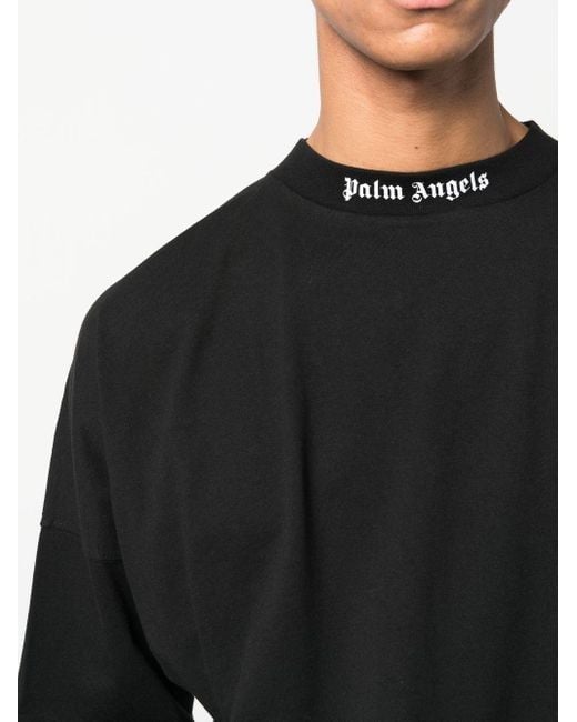 Palm Angels Black Logo-print Long-sleeved Sweatshirt for men