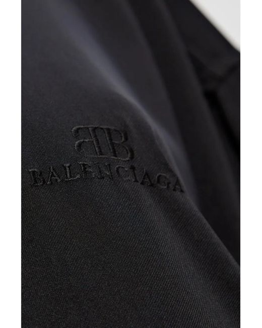 Balenciaga Blue Logo Embroidered Shirt