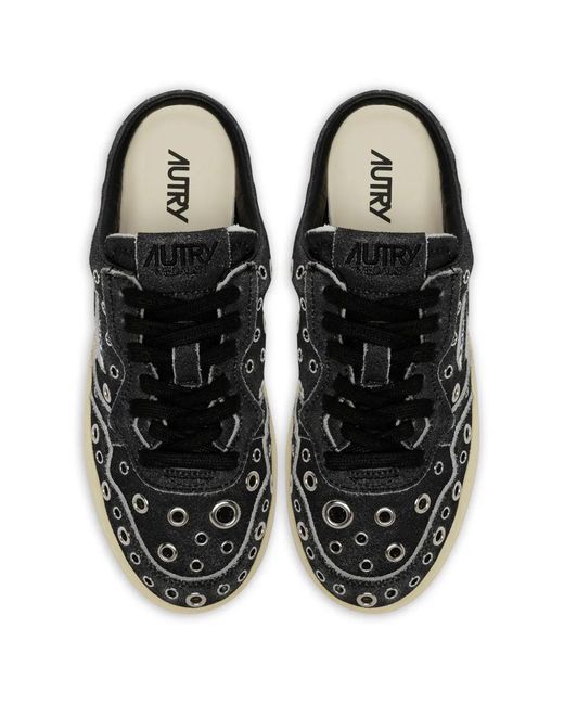 Autry Black Medalist Mule Eyelet-Detail Sneakers