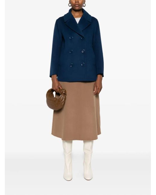Max Mara Blue Double-Breasted Peacoat