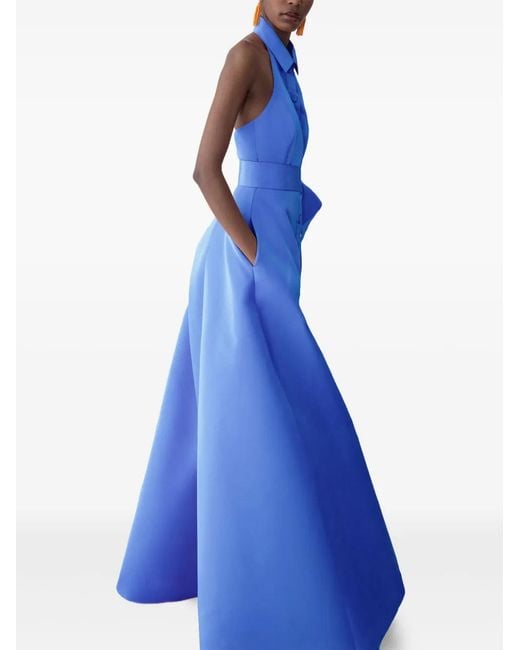 Carolina Herrera Blue Halterneck Gown With Sash