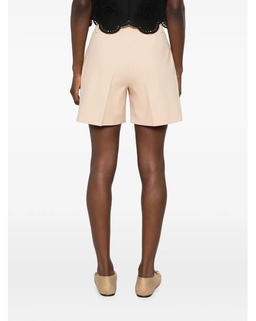 Ermanno Scervino Natural Belt-Loop Pleated Shorts