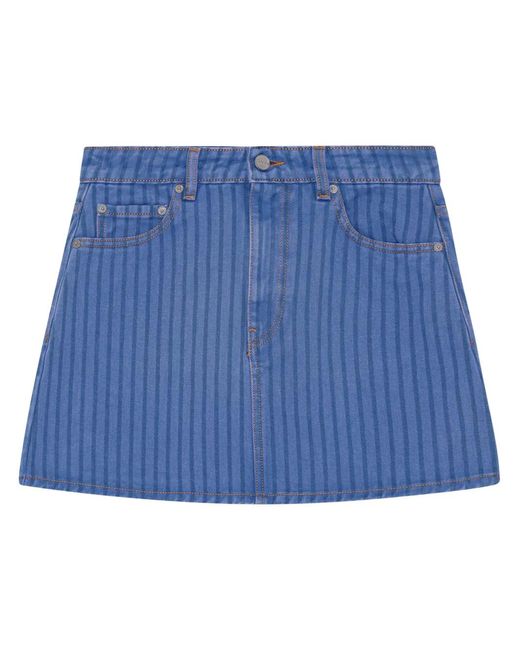 Ganni Blue Striped Denim Skirt