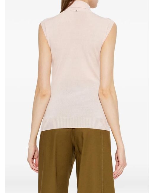 Sportmax White Eschimo Roll-Neck Sleeveless Sweater