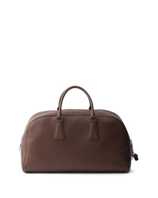Prada Brown Reisetasche Aus Weichem Leder