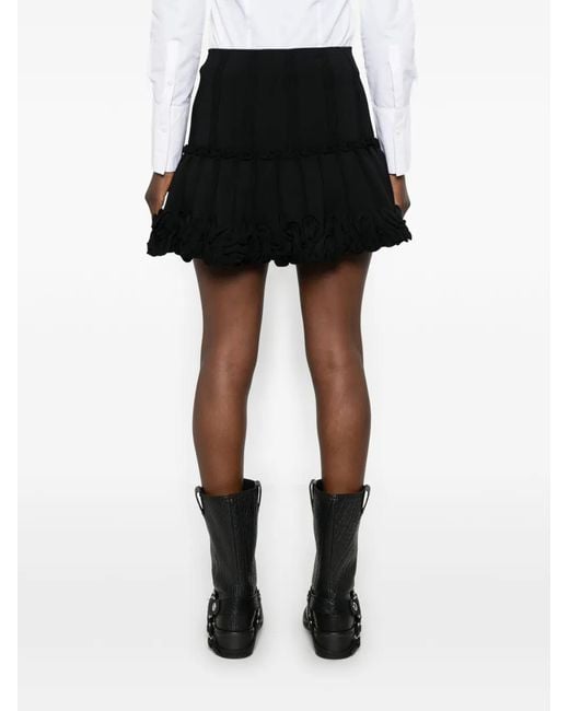 Sandro Black Ruffled-Trim Mini Skirt