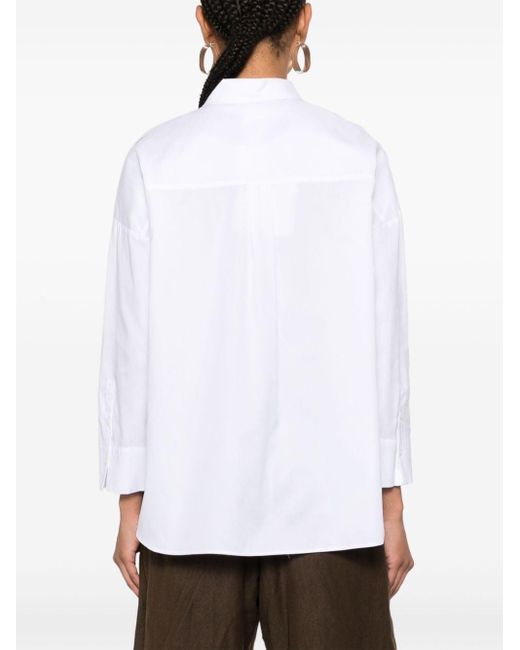 Max Mara Popeline Shirt Met Logolabel in het White