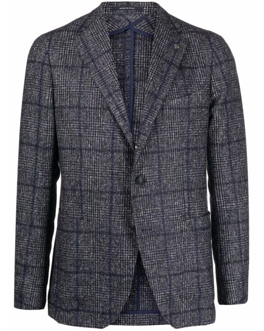 Tagliatore Blue Single-Breasted Tailored Coat for men