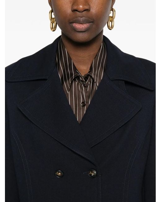Etro Blue Double-Breasted Coat
