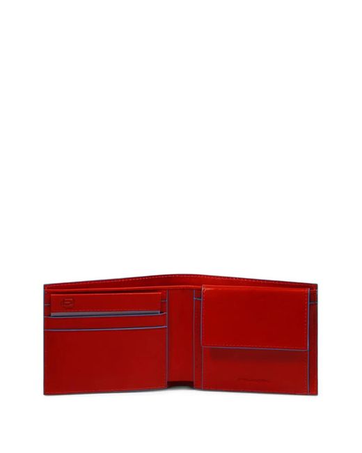 Piquadro Red Coin Pocket Leather Wallet for men