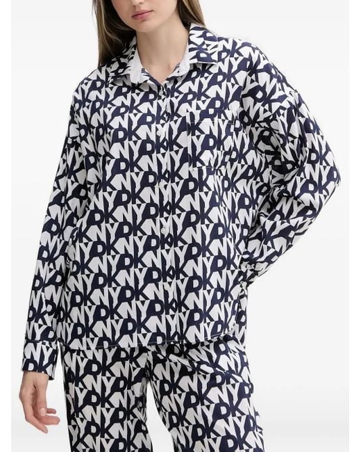 DKNY Blue Pyjama mit Logo-Print