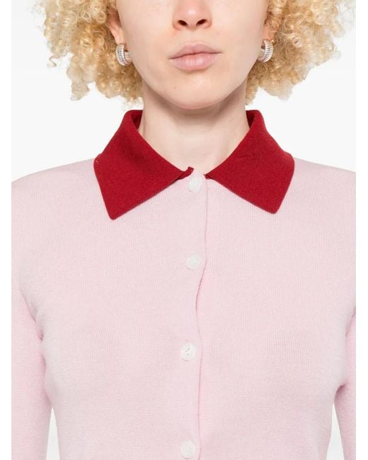 Self-Portrait Pink Merino Wool Cardigan