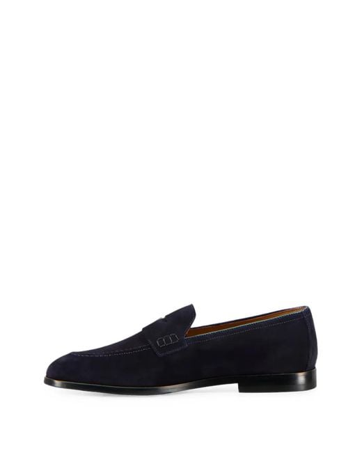 Doucal's Blue Penny-Slot Suede Loafers for men