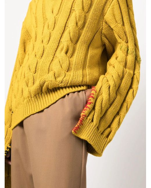 Marni Yellow Cable-Knit Virgin Wool Jumper for men