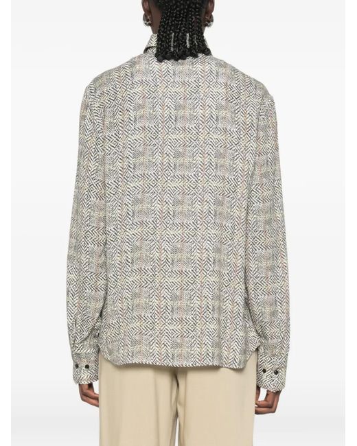 Ermanno Scervino Gray Herringbone-Pattern Shirt