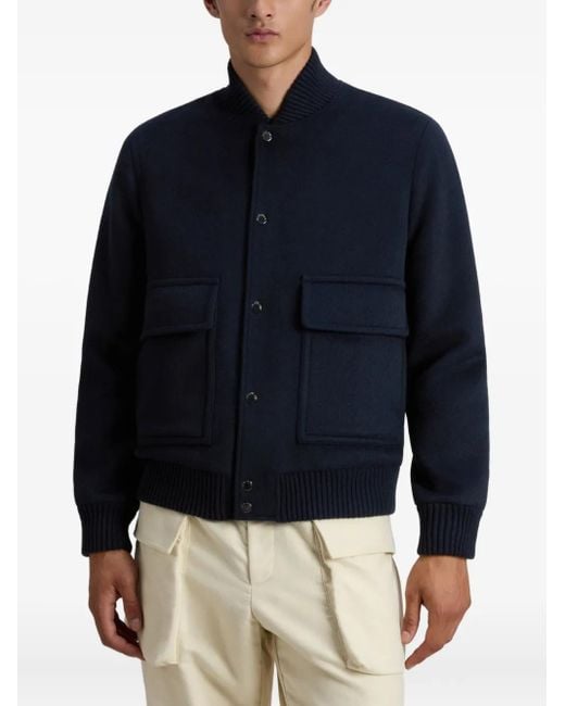 Woolrich Blue Twill-Weave Patch-Pocket Bomber Jacket for men