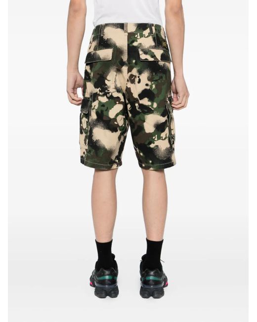 A Bathing Ape Green Map Camo Cargo Shorts for men