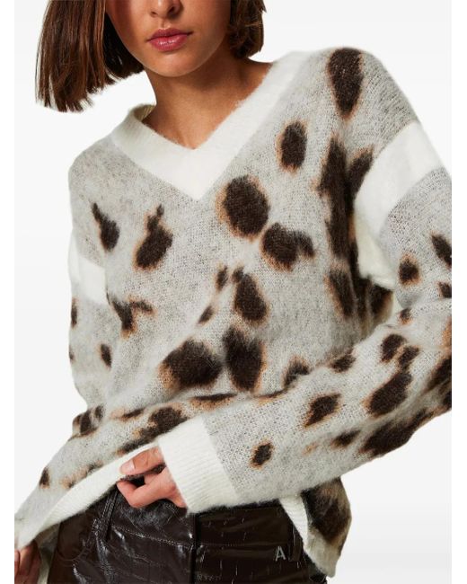 Jersey con estampado de leopardo Twinset de color Gray