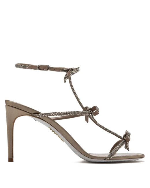 Rene Caovilla Metallic 80Mm Caterina Crystal-Embellished Bow Sandals