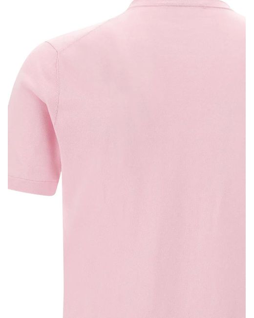 Kangra Men's Pink Ribbed Crew-Neck T-Shirt short sleeve t-shirts