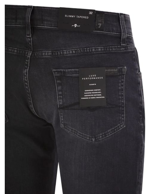 7 For All Mankind Blue Belt-Loop Buttoned Jeans for men