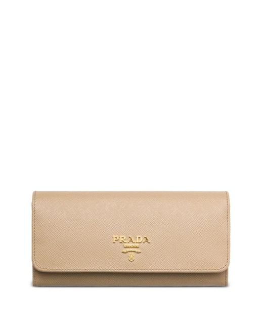Prada Large Saffiano Leather Wallet Natural
