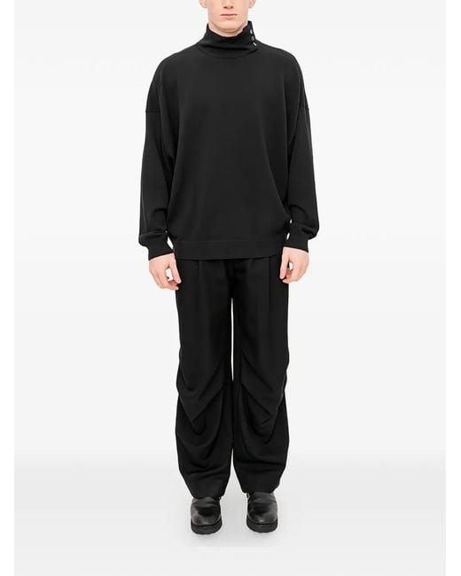 DEVOA Black Buttoned High-Neck Sweater for men