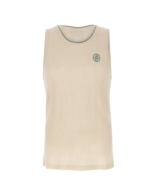 Drole de Monsieur Natural Ribbed Embroidered Top for men