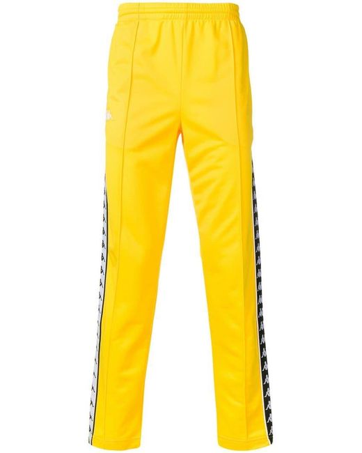 Kappa Yellow Logo Tape Detail Track Pants for men